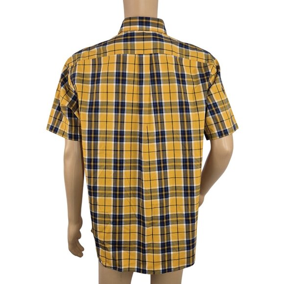 Roundtree & Yorke Gold Label Men's Shirt Size S Short Sleeve Yellow Plaid (56) - Picture 4 of 10